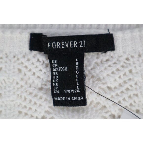 Forever 21 Crochet Knit White Cami Top with Scalloped Hem & Adjustable Straps L - Picture 7 of 10